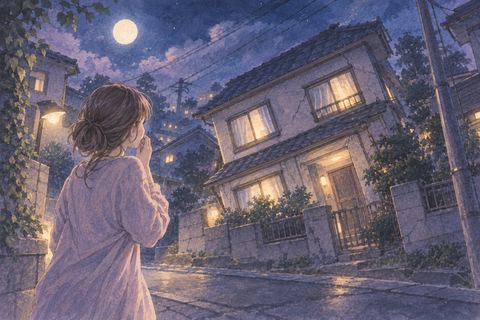 夜の家が大きく傾く夢の場面