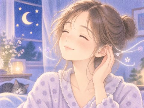 耳垢が取れて晴れやかな表情をする女性