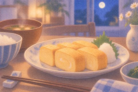 皿にきれいに盛られた卵焼き
