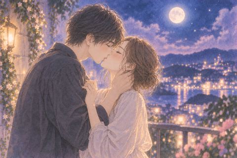 月明かりの下で元彼とキスを交わす女性の夢