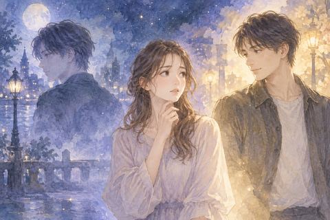 夢の中で今の彼氏と元彼の間に立つ女性