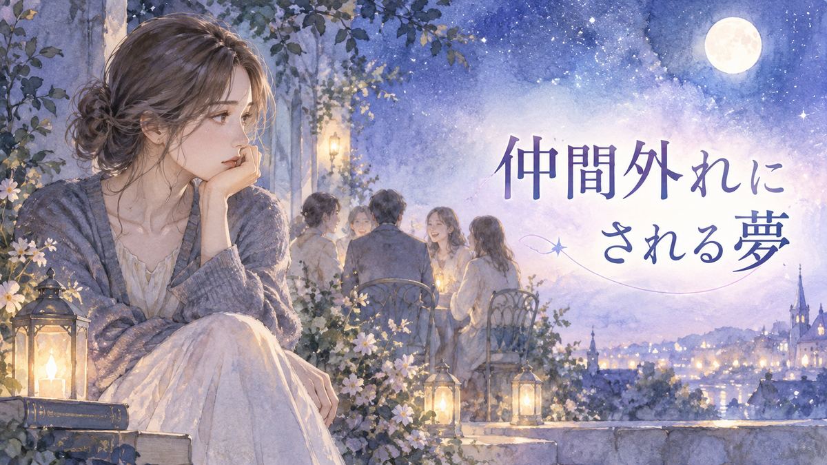 仲間の輪を少し離れて見つめる大人の女性