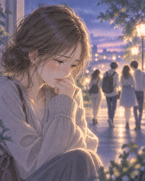 仲間外れにされ静かに涙を流す女性