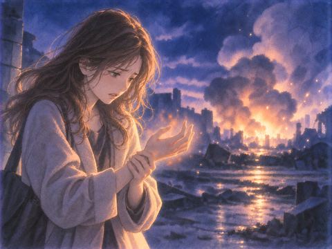 爆発後に手をかばいながら熱の余韻を感じる人物の夢