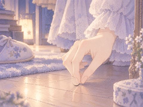 床に落ちたまつ毛をそっと拾う女性の手