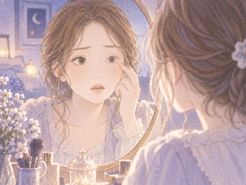左目のまつ毛だけが抜けて戸惑う女性