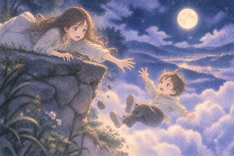 高い場所から落ちかける子供へ手を伸ばす大人の夢