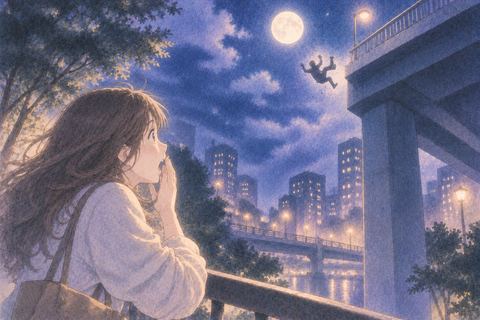 知らない人が高い場所から落ちるのを遠くから見つめる人物の夢