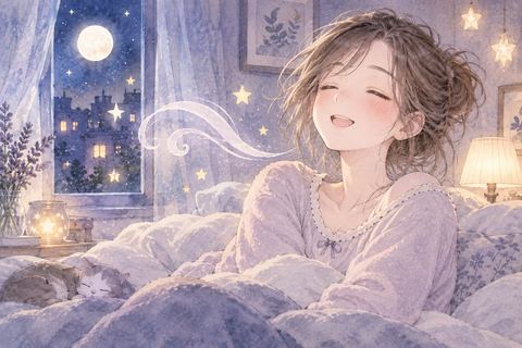 おならのあと安心して肩の力を抜く女性