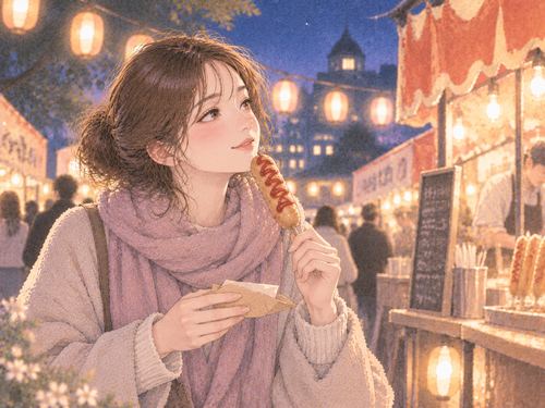自分で選んだ軽食を楽しむ前向きな表情の女性