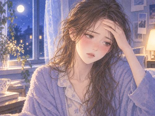 熱っぽく額に手を当て自分を見つめる女性