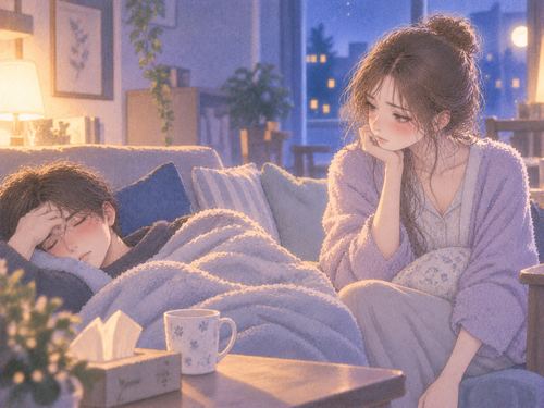 体調の悪そうな身近な人を気遣う女性