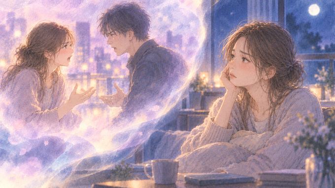 夢の元恋人との言い争いと、現在の自分を分けて見つめる女性