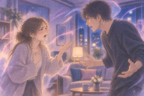 夢の中で大きく感情をぶつけ合う二人の人物