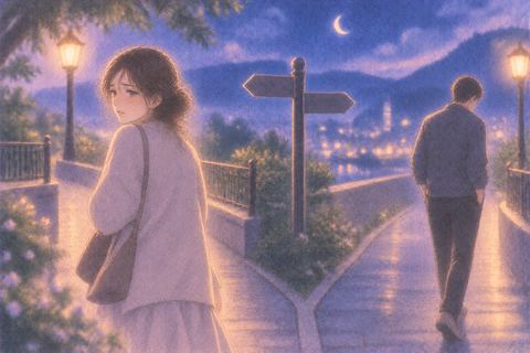 喧嘩のあと別々の方向へ歩き出す二人