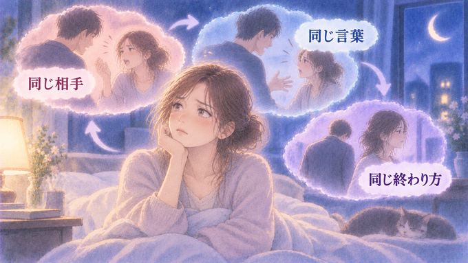 似た喧嘩の夢の場面が繰り返し重なって見える人物