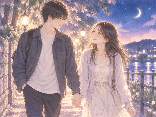 初恋の人と手をつないで歩く二人の夢