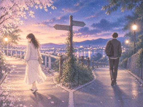 初恋の人と静かに別れて歩き出す二人の夢