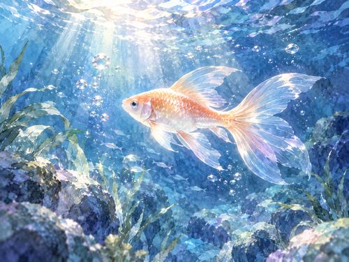 澄んだ水の中を軽やかに泳ぐ魚