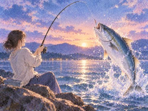 釣り糸の先に現れた大きな魚