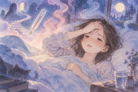 熱さを感じながら夢の中で横たわる女性