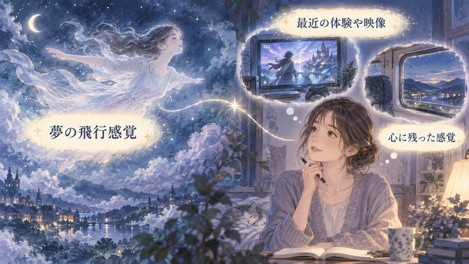 リアルな飛行夢と最近の映像や感覚を振り返る図