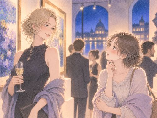 印象的な外国人女性を見る女性