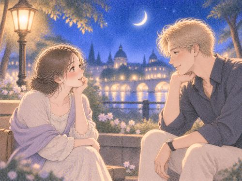 外国人の異性と向き合う女性