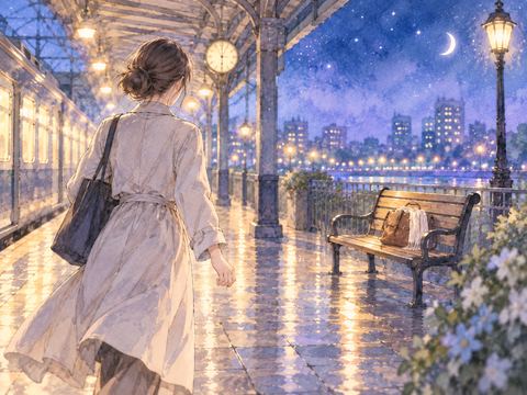 置き忘れたかばんへ歩いて戻る人物