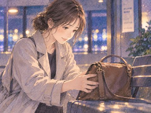 探していた忘れ物を見つけて手に取る人物