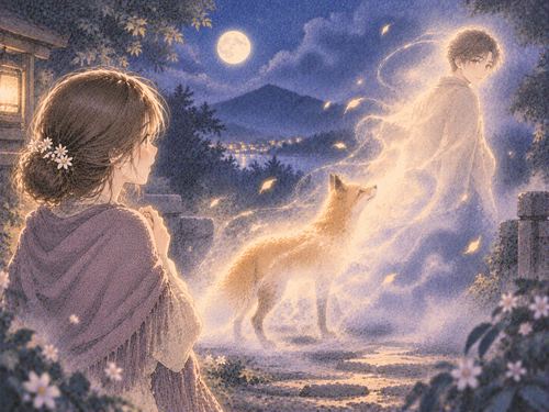 狐の姿から人影へ変わる幻想的な場面