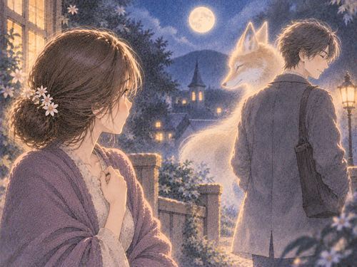 知人のそばに狐の面影を見る女性