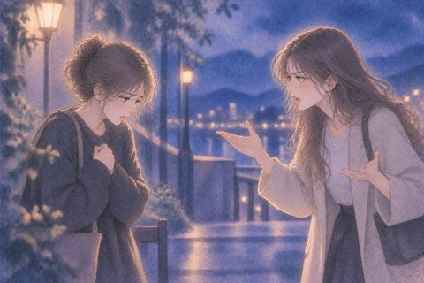 怒る友達を前に不安そうに立つ人物の夢