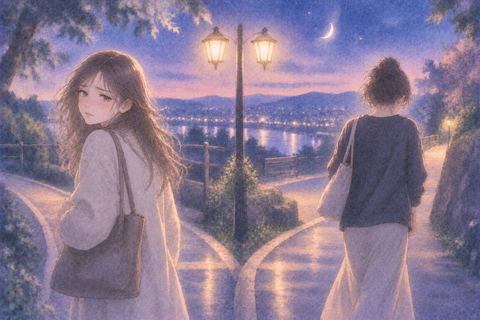 喧嘩のあと別々の方向へ歩き出す二人の友達の夢
