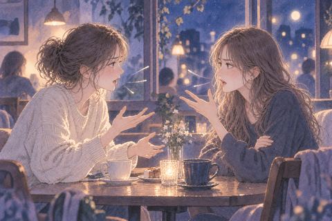 二人の友達が真剣な表情で言葉をぶつけ合う夢