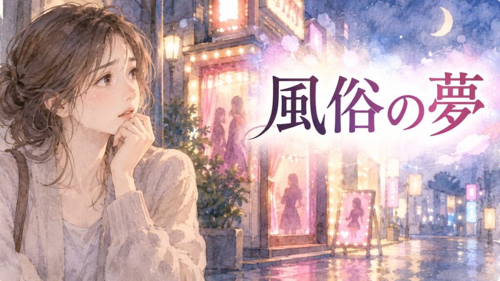夜の街の店先を遠くに見つめる大人の女性