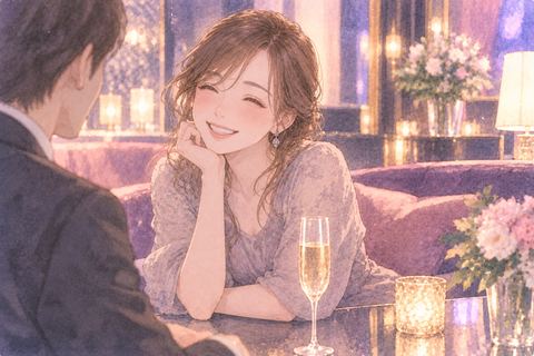 華やかな店内で楽しそうに過ごす女性