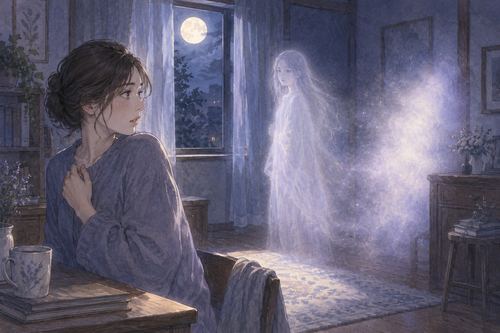 薄い人影が少しずつ見えるようになり驚く人物