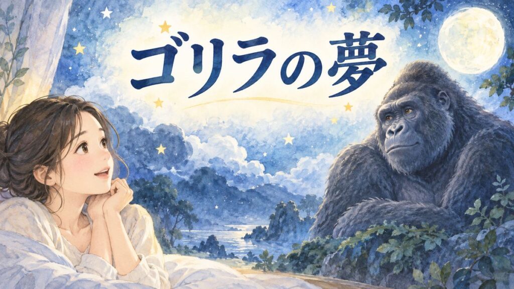 夢のゴリラを見つめる大人の女性