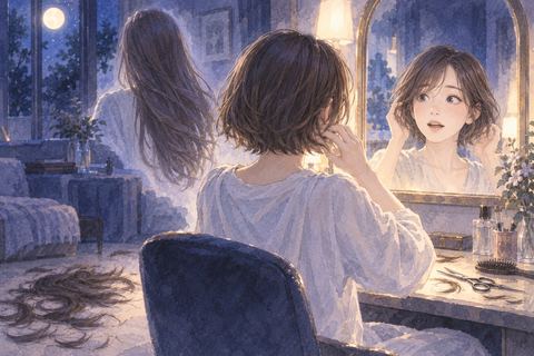 長い髪を肩の上までバッサリ切る女性の夢
