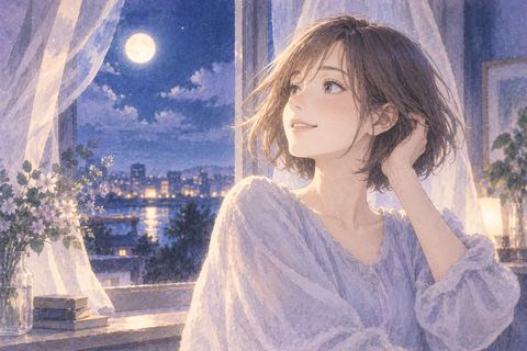 短くなった髪を触りほっとした表情を浮かべる女性の夢