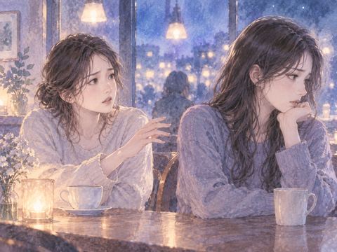 友達に背を向けられて戸惑う女性