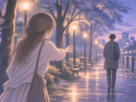 近づくと離れていく相手を見つめる女性