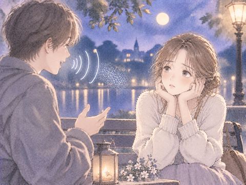 好きな人の声を聞こうと見つめる女性