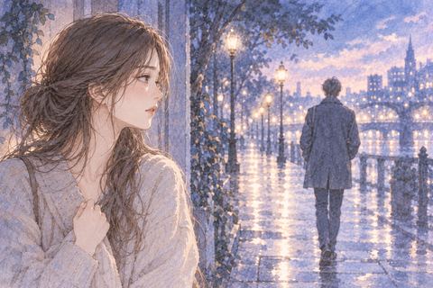 去っていく元彼を静かに見送る女性