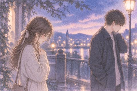 思いを伝えたあと俯く女性と相手