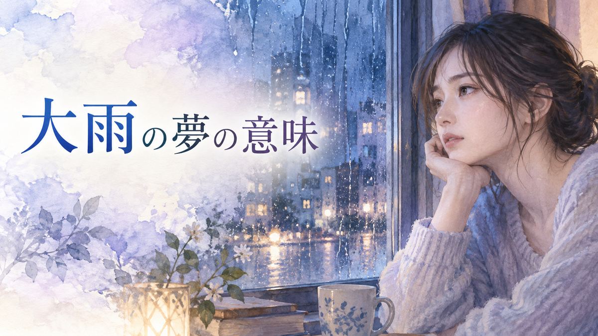 窓辺で夜の大雨を見つめる大人の女性