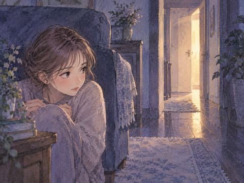 物陰で静かに息を潜めて隠れる人物