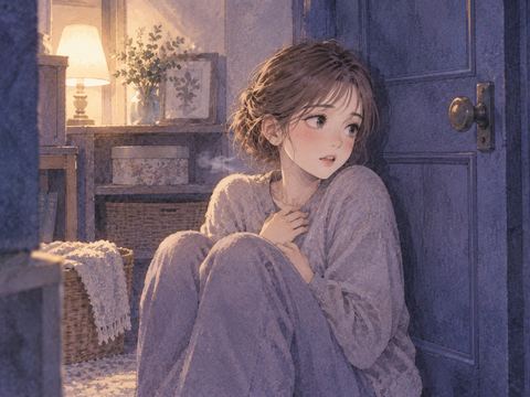 走ったあと部屋に隠れて息を整える人物