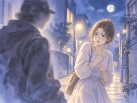 顔のぼやけた人物と向き合う女性
